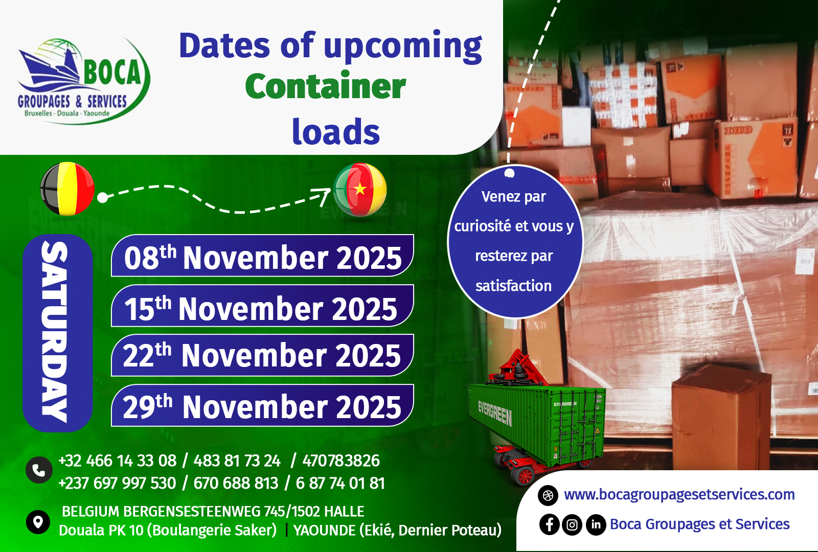 SCHEDULE OF THE NEXT LOADS